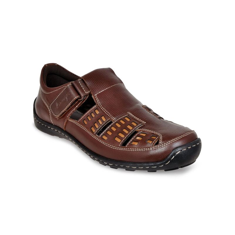 Allen Cooper Brown Leather Sandals - 6