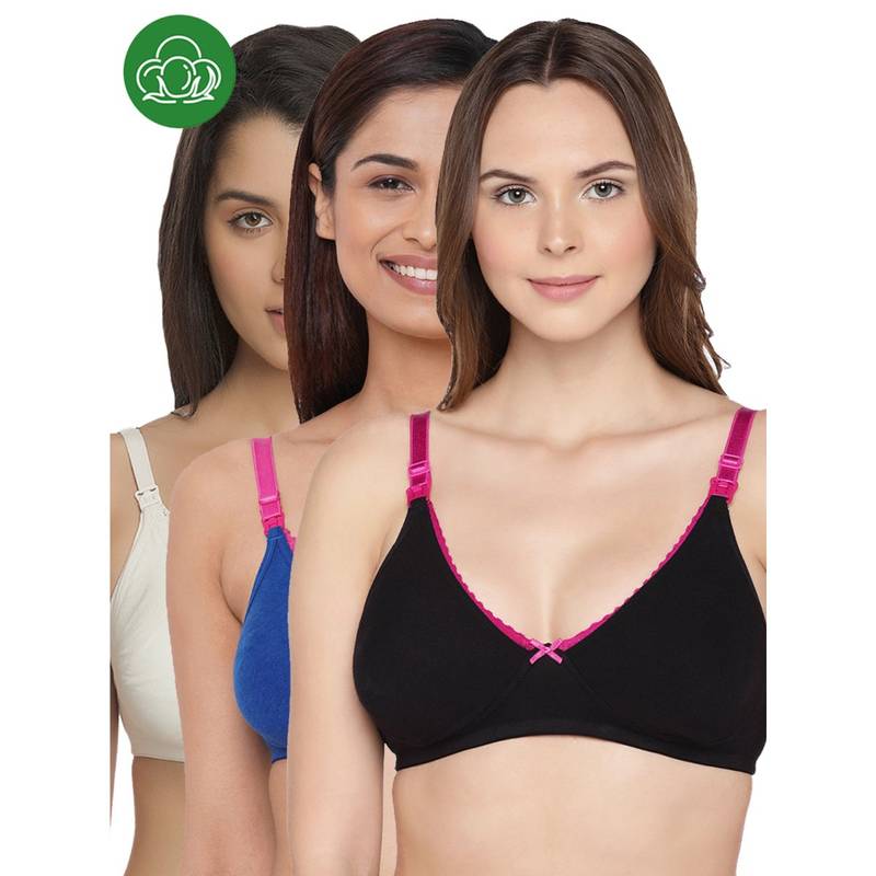 Inner Sense Organic Cotton Antimicrobial Laced Maternity Bra (Pack of 3) (34B)