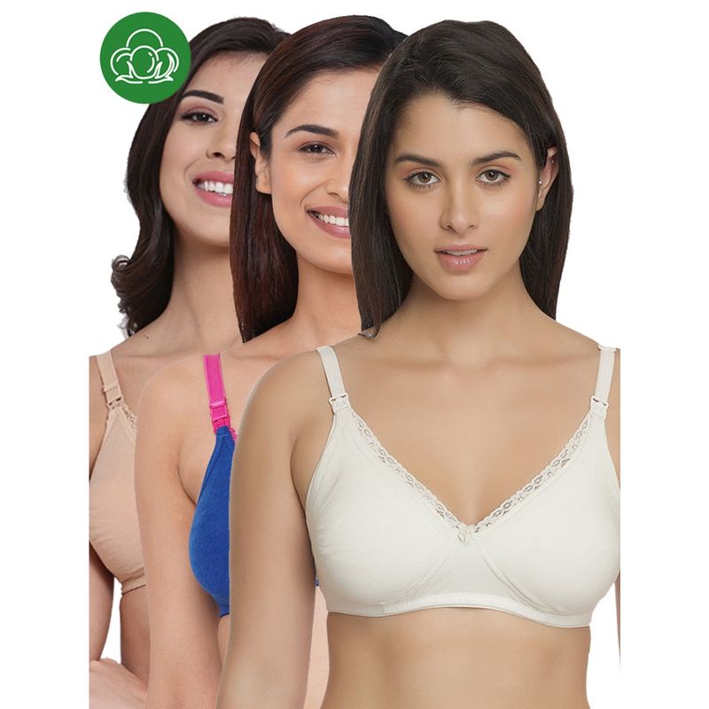 Inner Sense Organic Cotton Antimicrobial Laced Maternity Bra (Pack of 3) (34B)