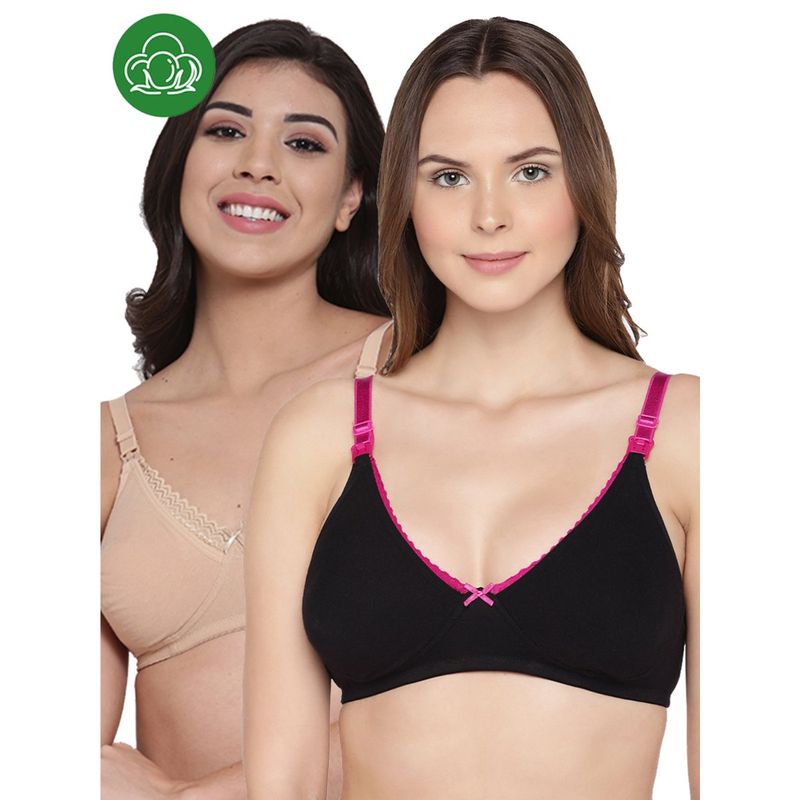 Inner Sense Organic Cotton Antimicrobial Laced Maternity Bra (Pack of 2) (34B)