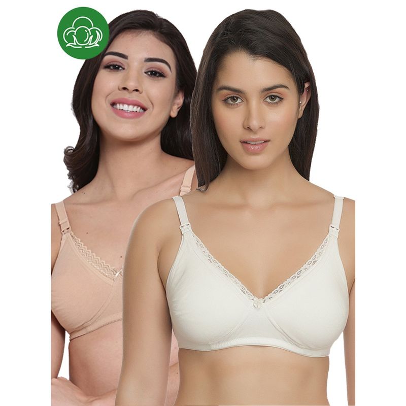 Inner Sense Organic Cotton Antimicrobial Laced Maternity Bra (Pack of 2) (34B)