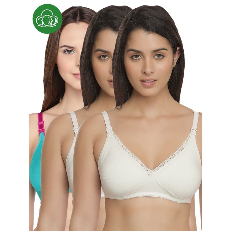 Inner Sense Organic Cotton Antimicrobial Laced Maternity Bra (Pack of 3) (34B)