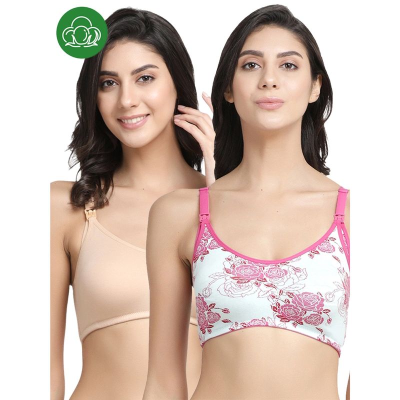 Inner Sense Organic Cotton Antimicrobial Soft Nursing Bra (Pack of 2) (32B)