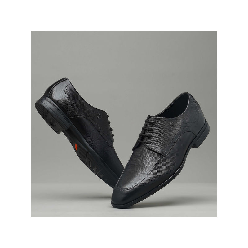 Ruosh Men Textured Formal Derbies Black (UK 9)