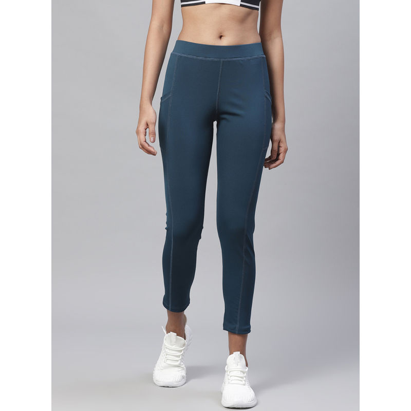 CHKOKKO Women Indigo Stretchable Gym Leggings (2XL)