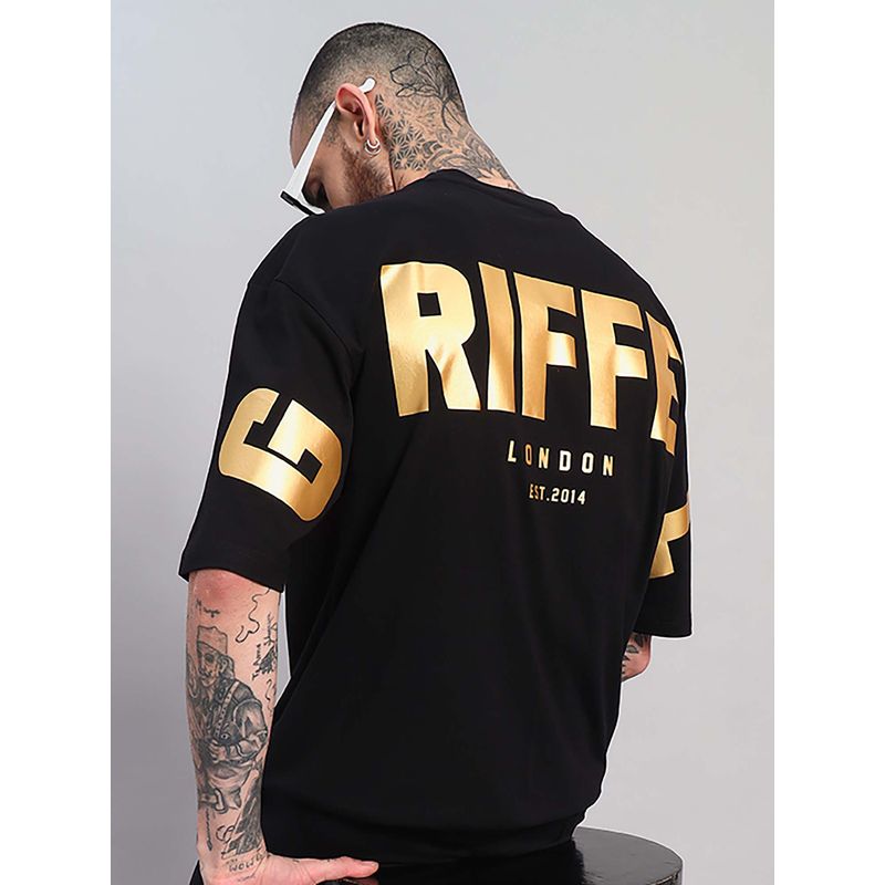 Griffel Gold Foil Logo Oversized Black T-Shirt (M)