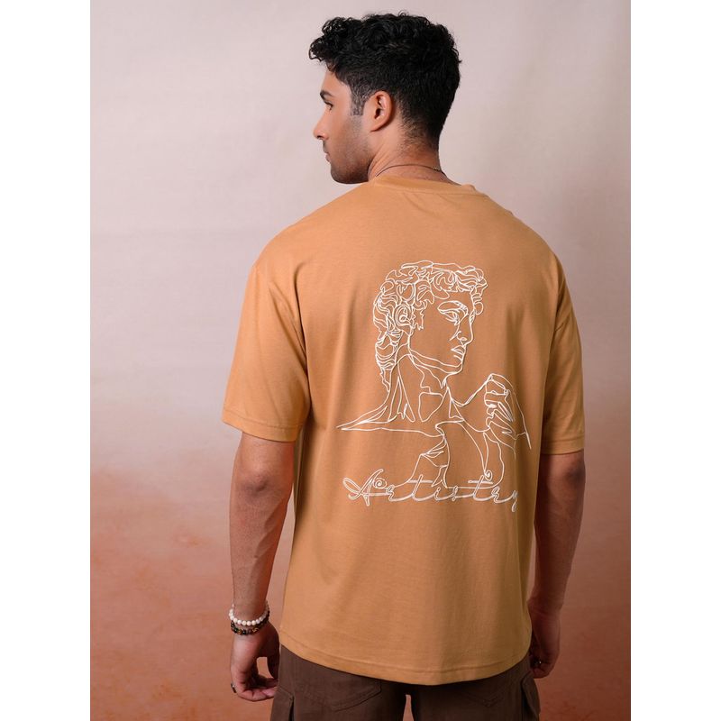 LOCOMOTIVE Men Puff Printed Rust Crew Neck Half Sleeve T-Shirt (L)