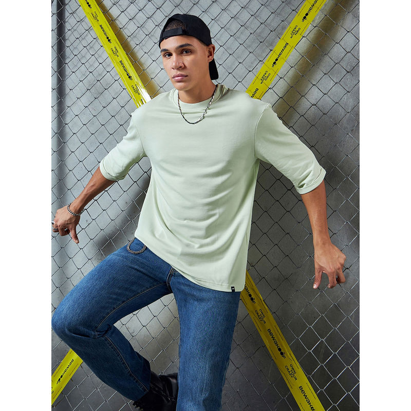 Bewakoof Heavy Duty 1.0 Men's Green Super Loose Fit T-shirt (2XL)