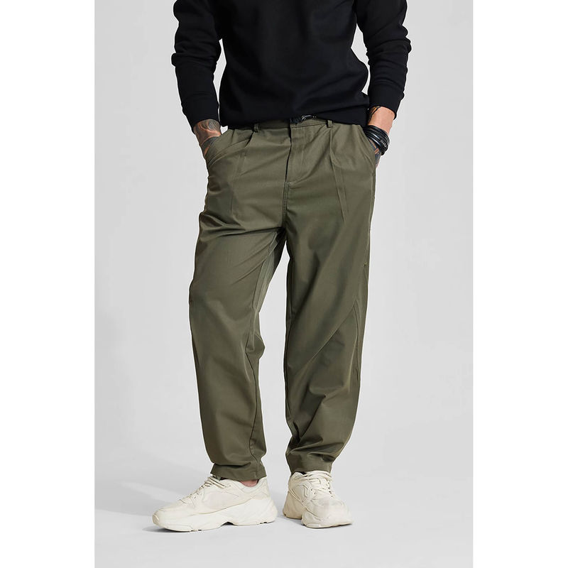 Buy Snitch Olive Relaxed Fit Trouser Online