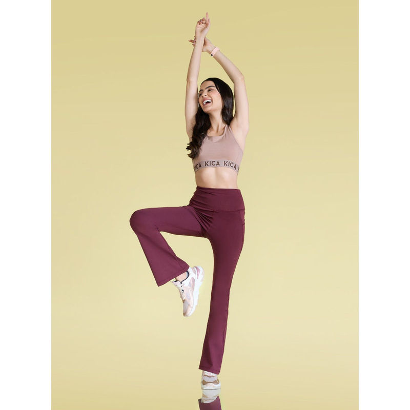 Women Stretchable Flared Pants With Pockets (M)