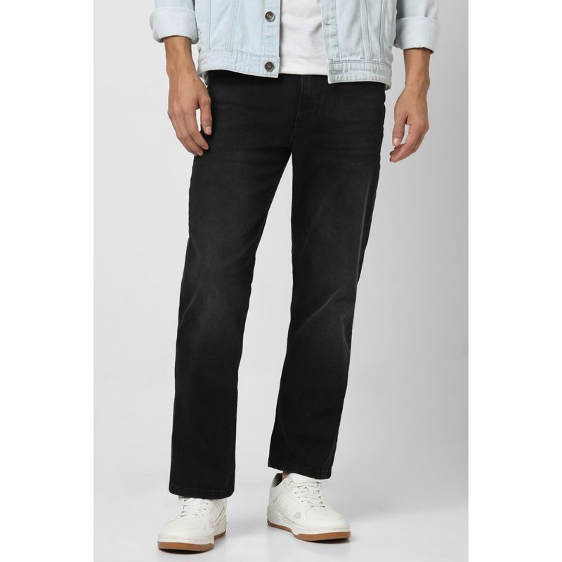 Van Heusen Men Black Light Wash Regular Fit Jeans (30)