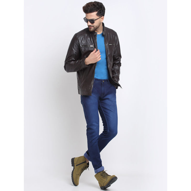 Teakwood Genuine Leathers Mens Jacket Brown (S)