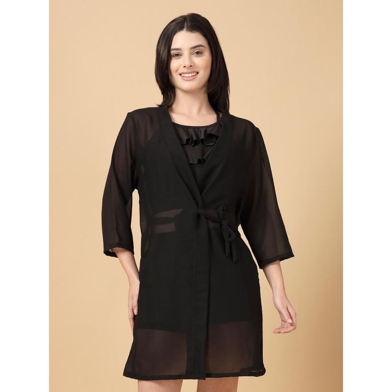 Cukoo Swimwear Black Solid cover up Sarong (2XL)