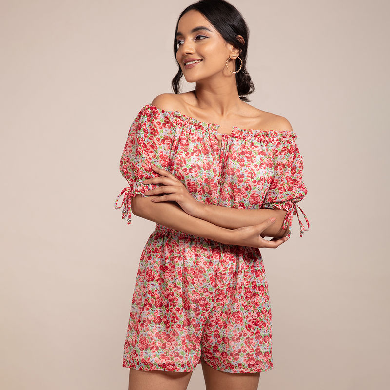 Twenty Dresses By Nykaa Fashion Get Groovy Floral Playsuit - Multi-Color (S)