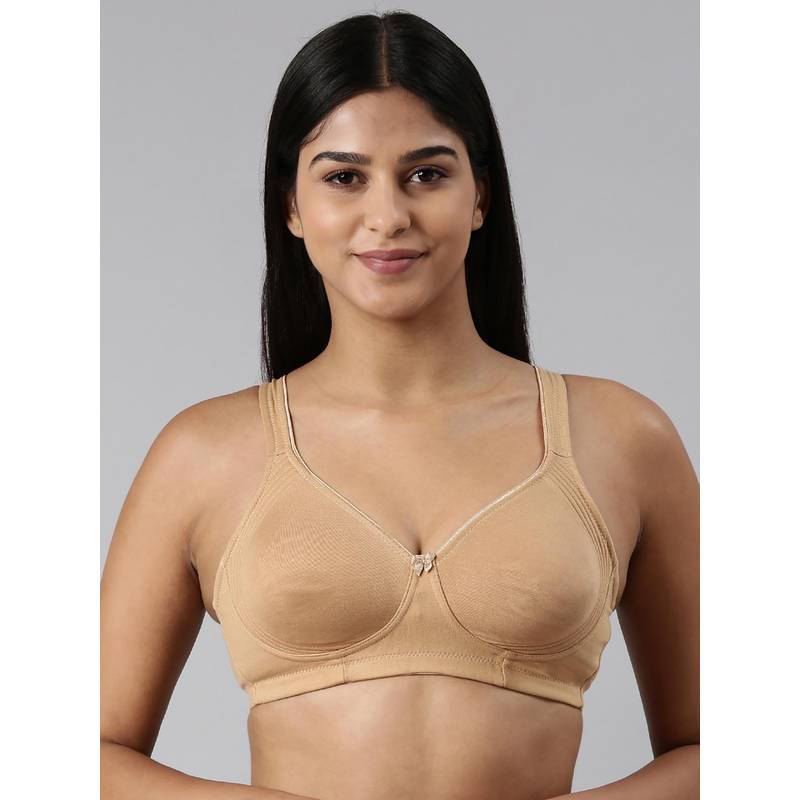 BLOSSOM Beige Solid T-Shirt Seamless Medium Coverage Bra (36B)