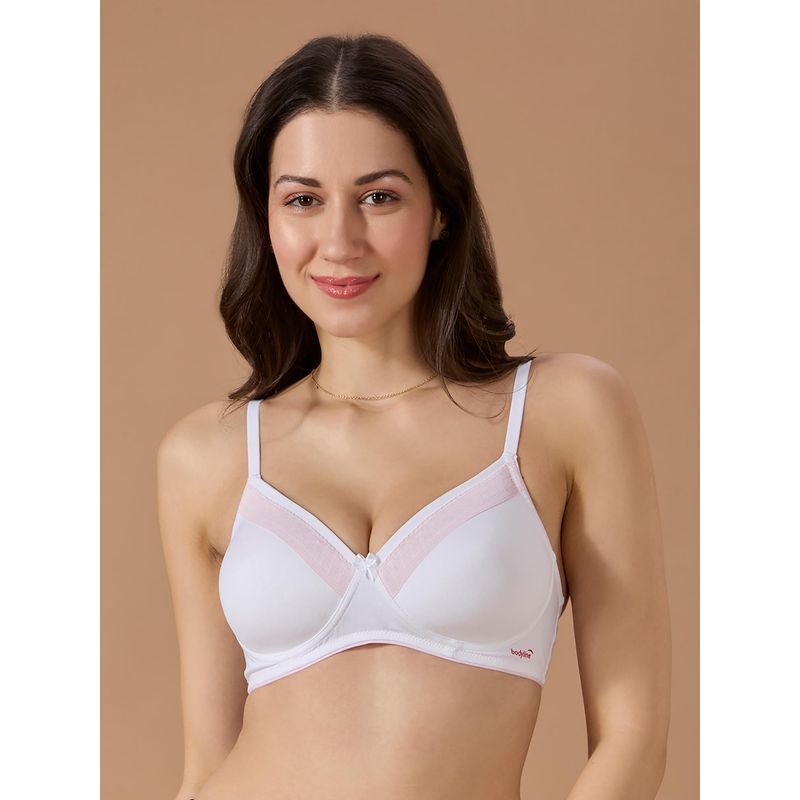 bodyline White Solid Padded Seamless Medium Coverage Bra (32B)
