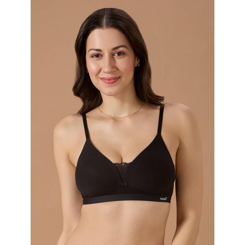 bodyline Black Solid Padded Seamless Medium Coverage Bra (36B)