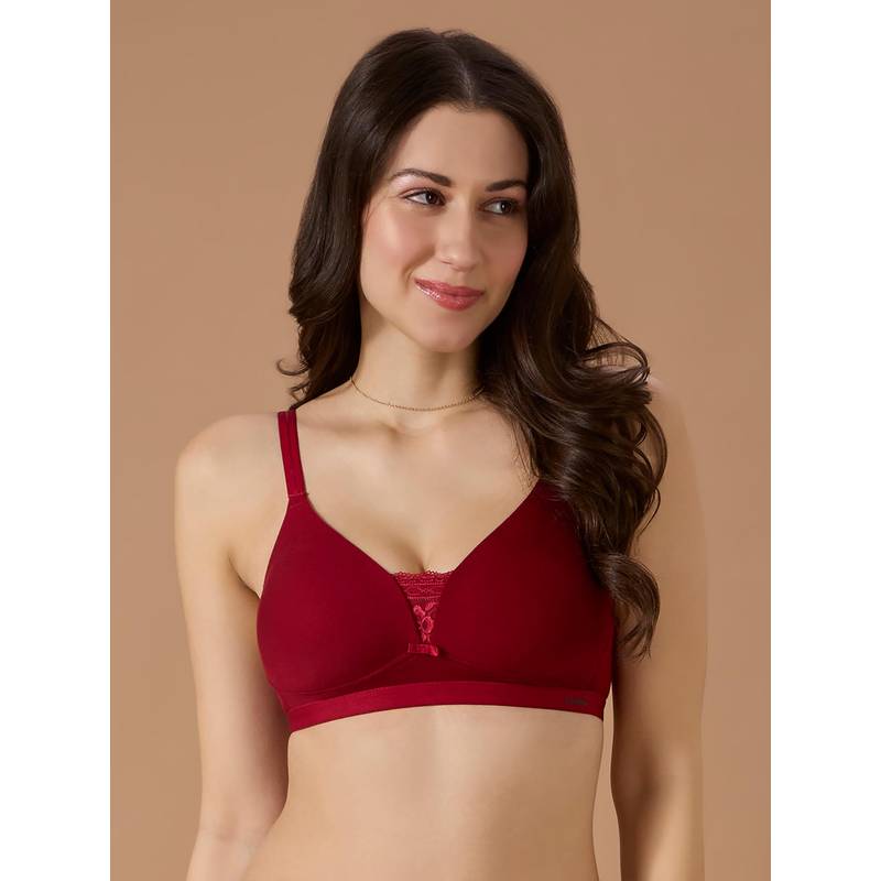 bodyline Red Solid Padded Seamless Medium Coverage Bra (40B)