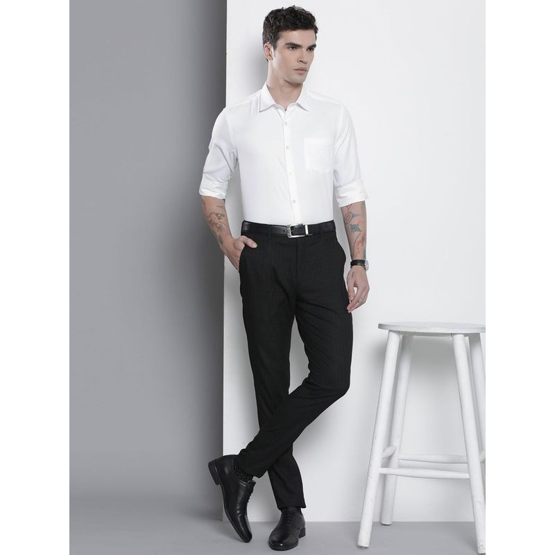 The Indian Garage Co Men Slim Fit Solid Full Sleeves Cutaway Collar Formal Shirt - White (M)