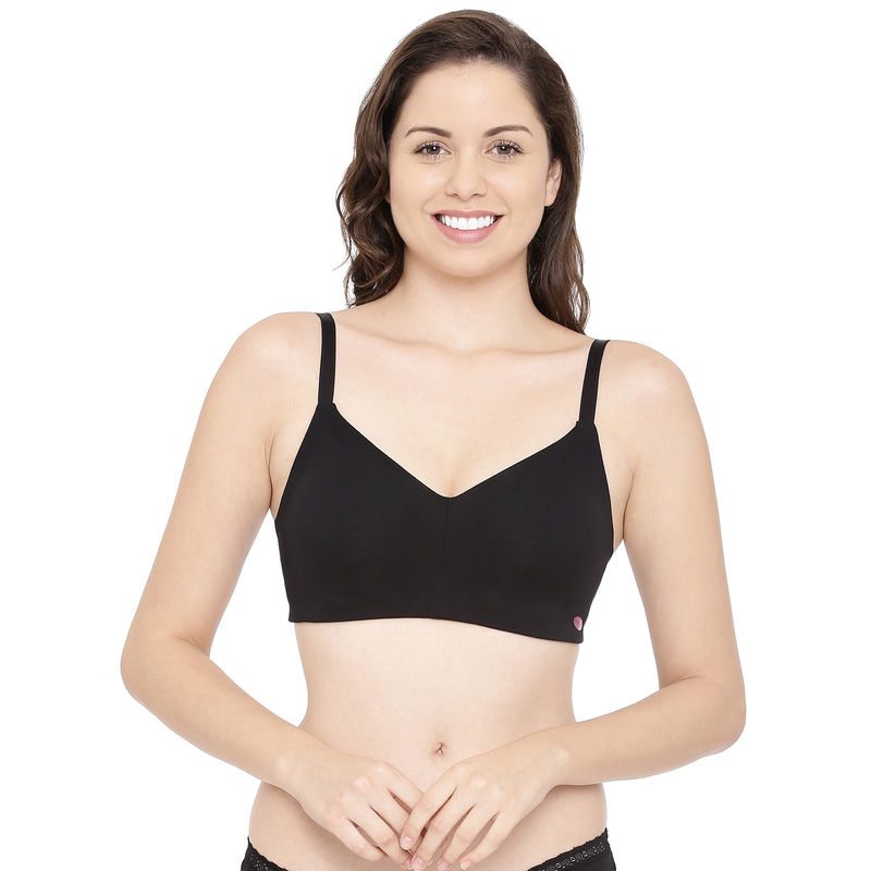 Enamor A027 Full Coverage Cotton Bra - Non-Padded & Wirefree - Black (36C) - A027
