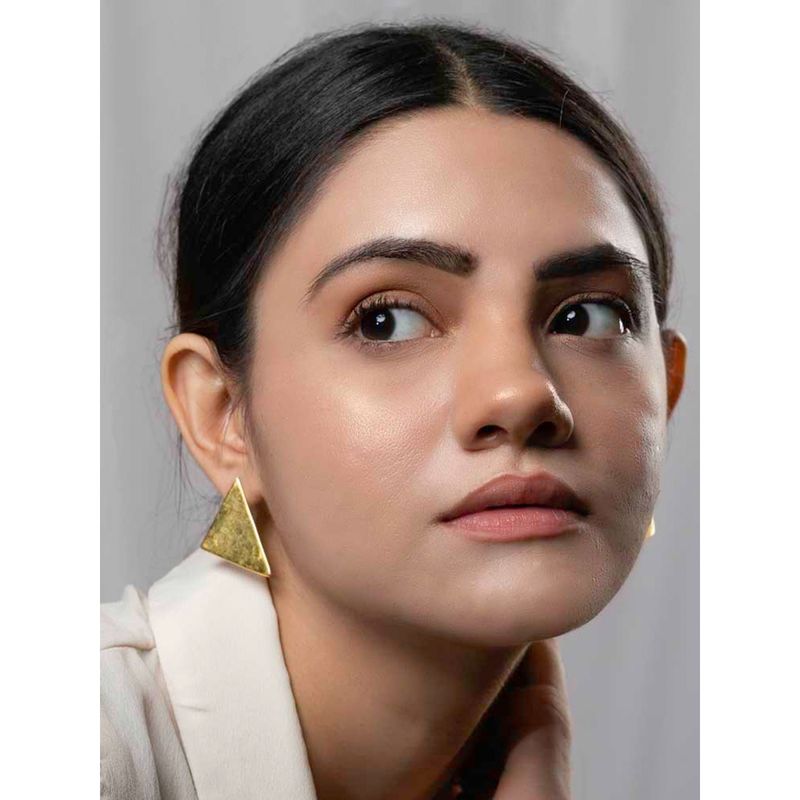 14K Gold Plated Triangle Stud Earrings Buy 14K Gold Plated