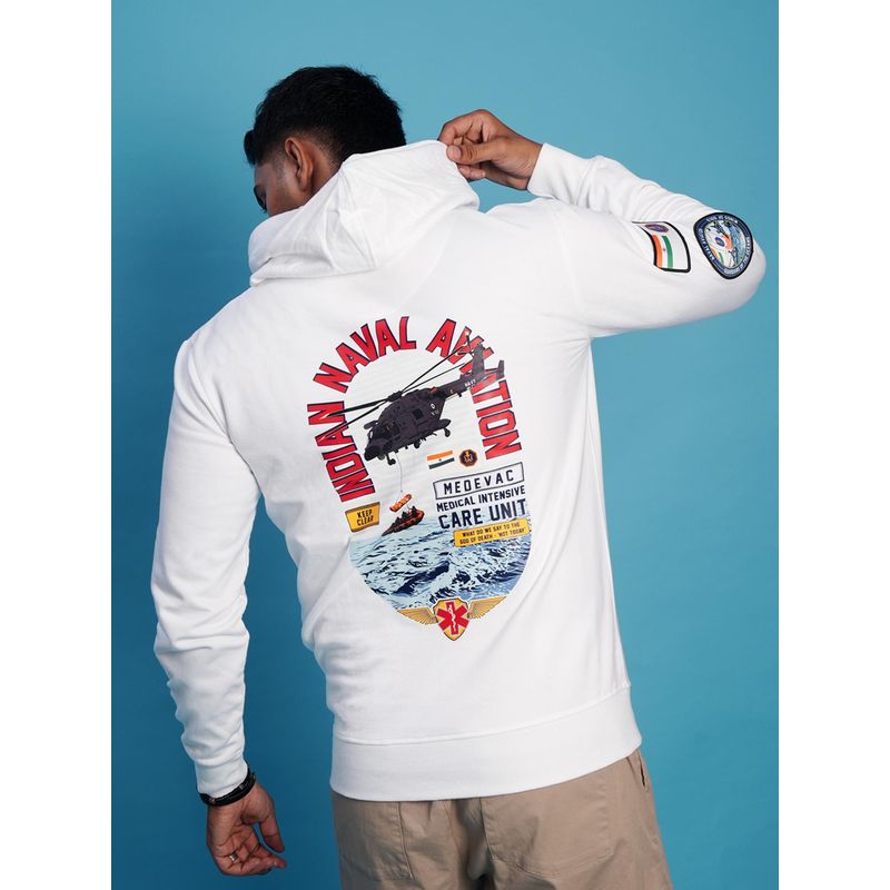 A47 Indian Naval Aviation : MEDEVAC Rescue Oversized White Hoodie (L)