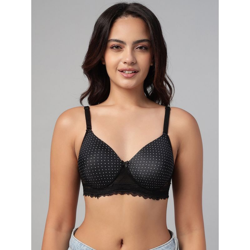 Clovia Padded Non-Wired Full Cup Floral Print Multiway T-Shirt Bra in Black (34B)