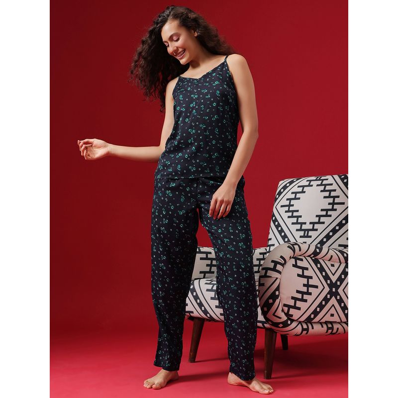 Clovia Rayon Print Me Pretty Cami Top & Pyjama Set (Set of 2) (L)