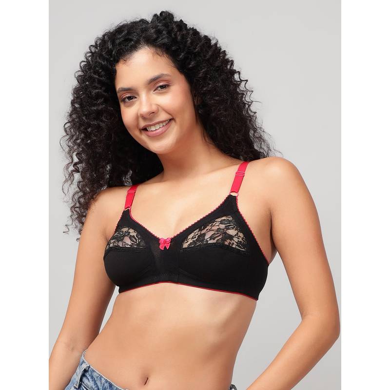Clovia Cotton Non-Padded Full Cup Wire Free Everyday Bra - Black (32F)