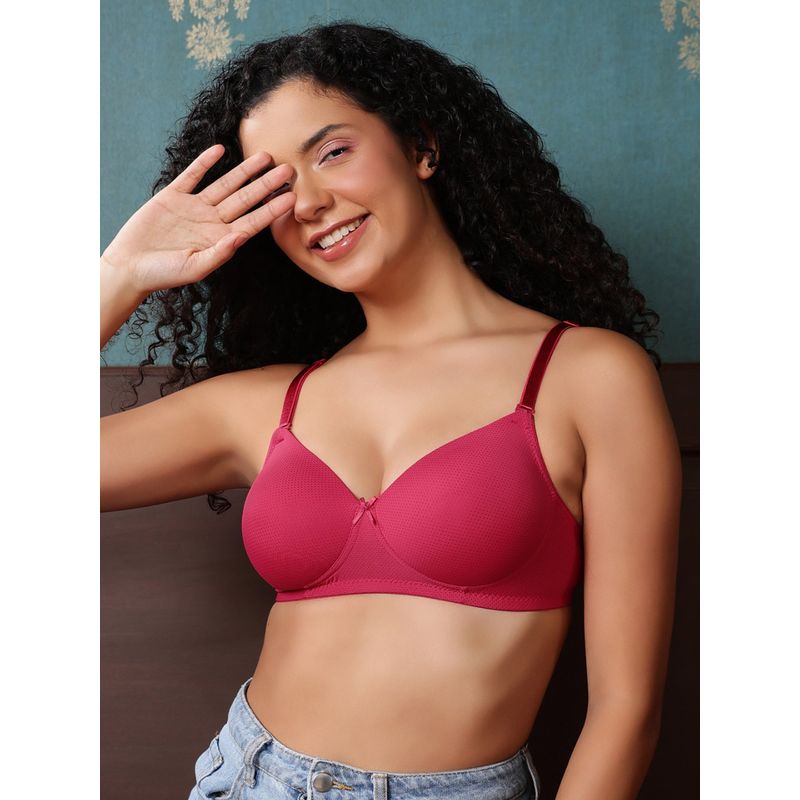 Clovia Padded Non-Wired Full Coverage Multiway T-shirt Bra (Pink) (38C)
