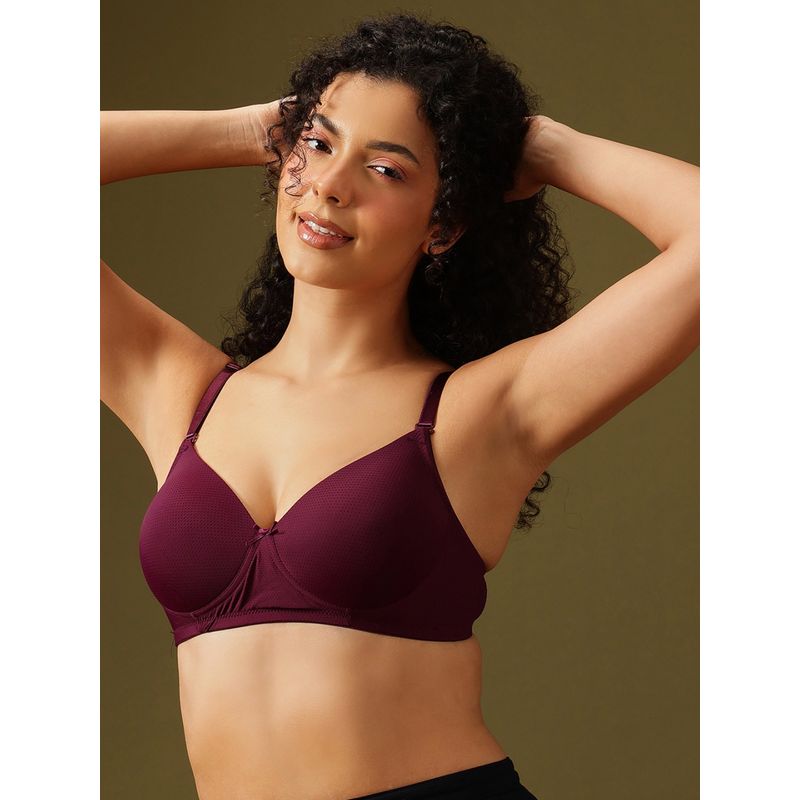 Clovia Padded Non-Wired Full Coverage Multiway T-shirt Bra (Purple) (32B)