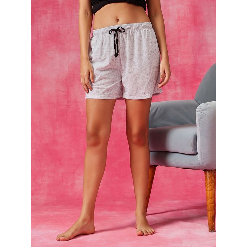 Clovia Cotton Mid-Rise Boxer Shorts with 2 Pockets and Drawstring (White) (L)