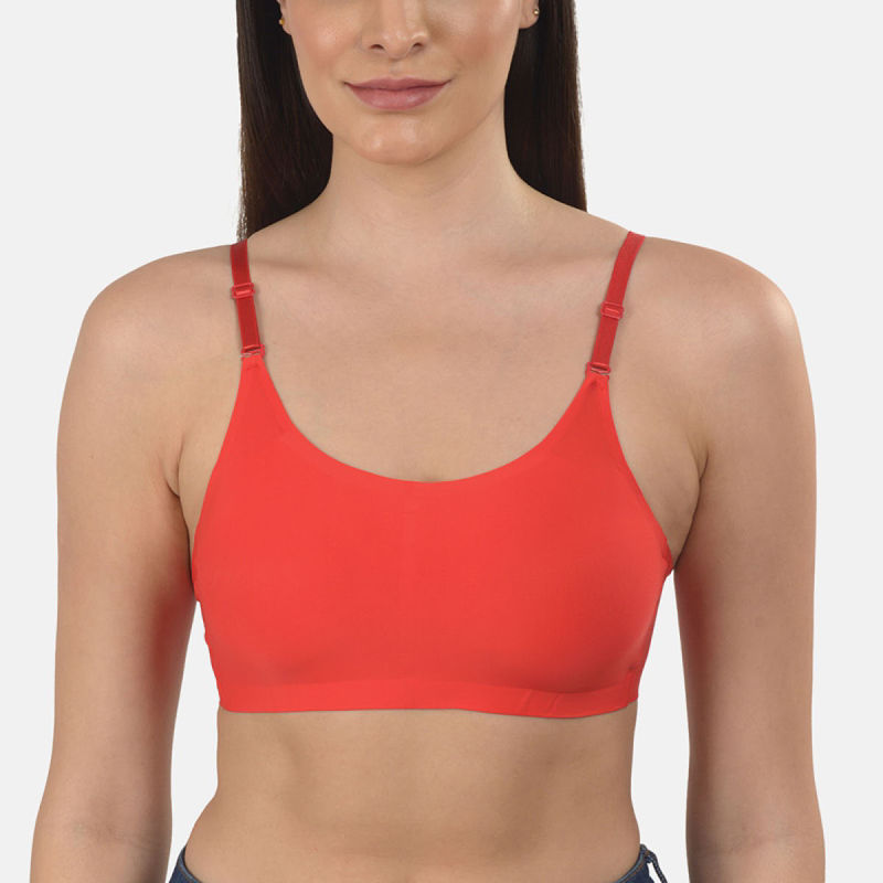 Mod & Shy Solid Lightly Padded Seamless Bralette Bra - Red (36A)