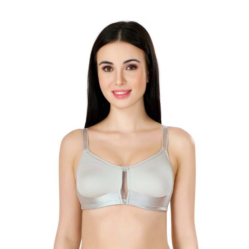 Bralux Side & Bottom Support Non Padded Full Coverage Grey T-Shirt Bra (32C)
