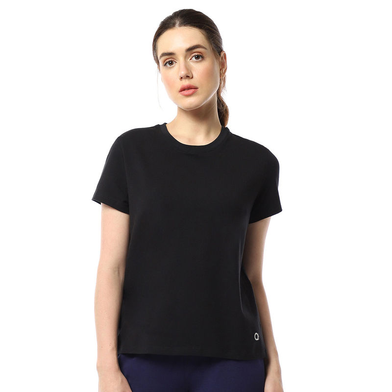 Amante Solid Round Neck Short Sleeves Essential Basic Cotton T-Shirt (S)