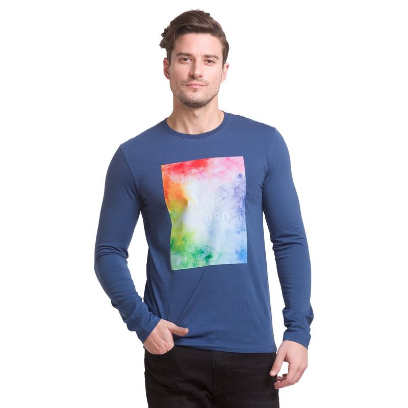 Being Human Men Graphic Navy Blue T-Shirt (S)