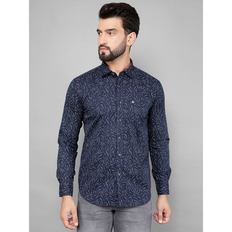 Buy Cobb Navy Blue Printed Slim Fit Casual Shirt Online