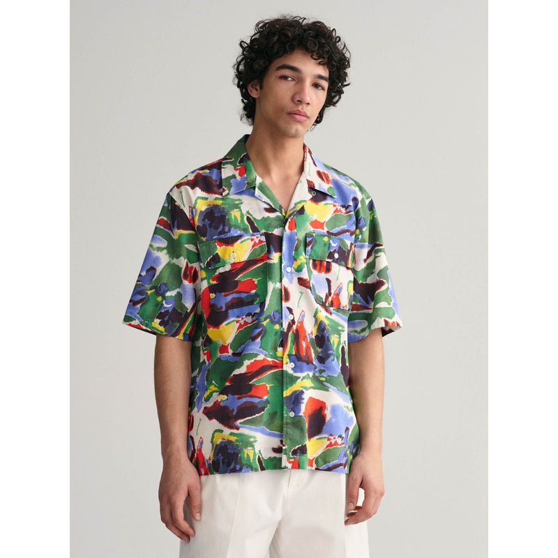 GANT Men Multi Printed Collar Half Sleeves Casual Shirt (38)