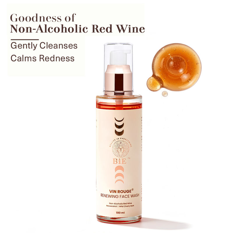 BiE Vin Rouge Face Wash with Red Wine & Resveratrol - Cleanser for Hydration, Glow & Anti-Aging