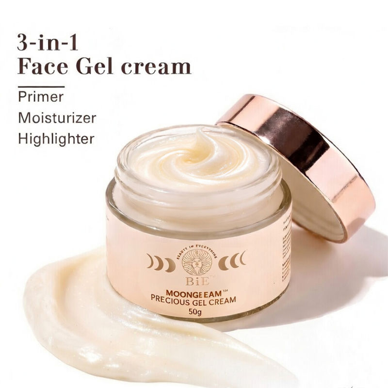 BiE Moongleam Gel- Illuminating Face Cream With Diamond, Silver Dust & Pearl Protein| All Skin Types