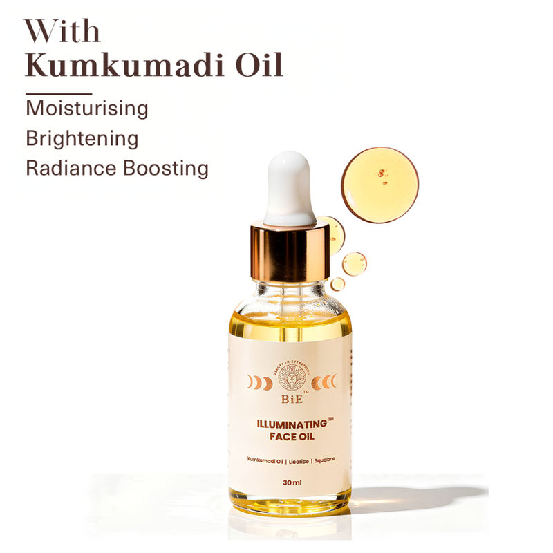 BiE Illuminating Face Oil with Kumkumadi Oil, Squalane, Licorice for Glowing Skin, All Skin Types