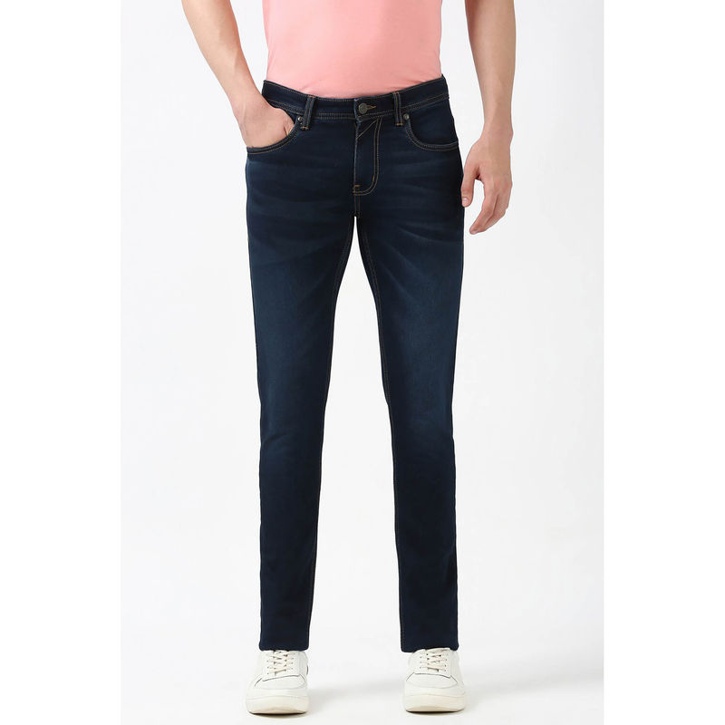 Peter England Men Navy Blue Dark Wash Wash Low Skinny Fit Jeans (30)