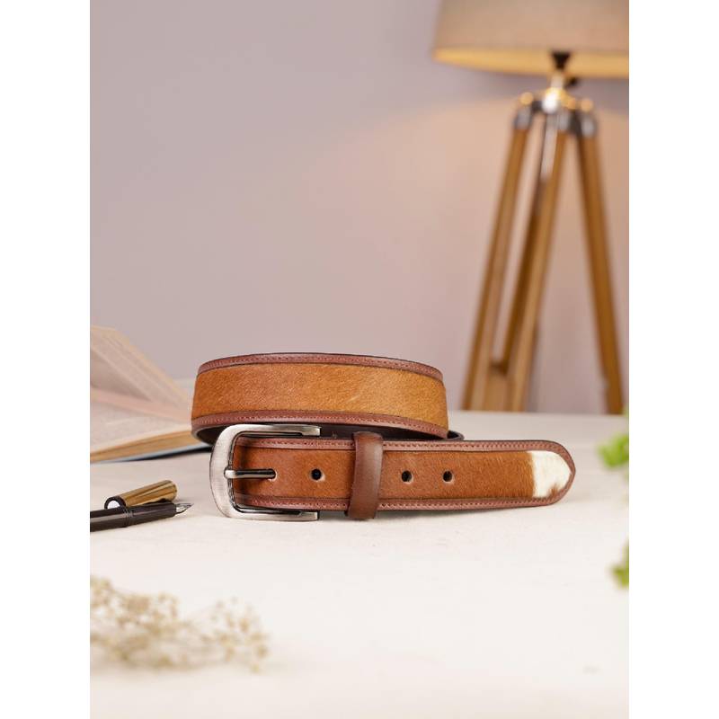 Aditi Wasan Mens Genuine Leather Brown Hair On Belt (30)