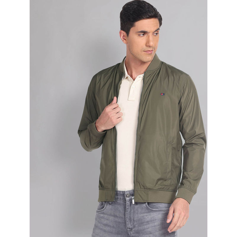 AD By Arvind Solid Foldable Bomber Jacket (XL)
