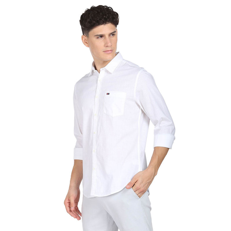 AD By Arvind Men White Modern Slim Fit Solid Casual Shirt (39)