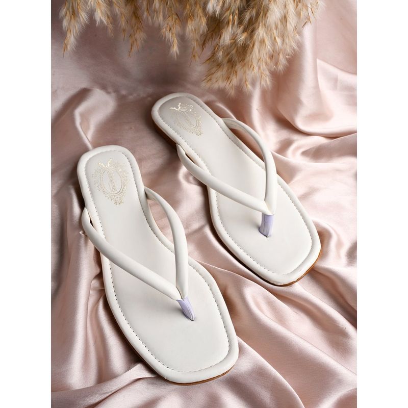 Shoetopia Open Toe Solid White Flats for Women & Girls (EURO 41)