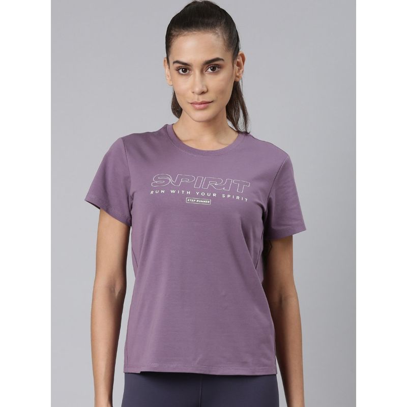 Xtep Purple Typography Everfresh Slim Fit Cotton T-shirt (XS)