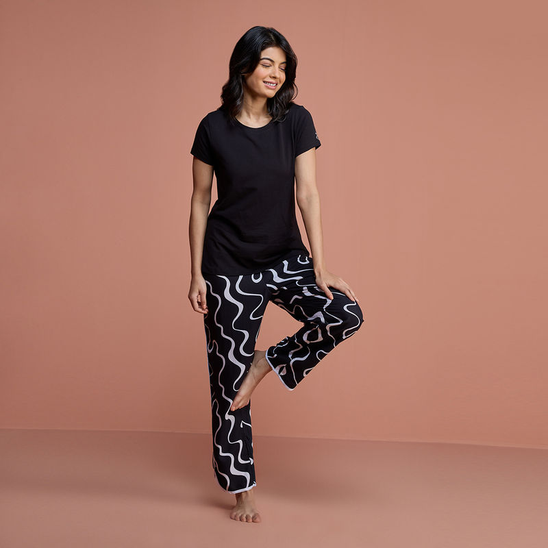 Nykd by Nykaa Sleep In Step Out Pajama - NYS130 - Swiggly Black (S)