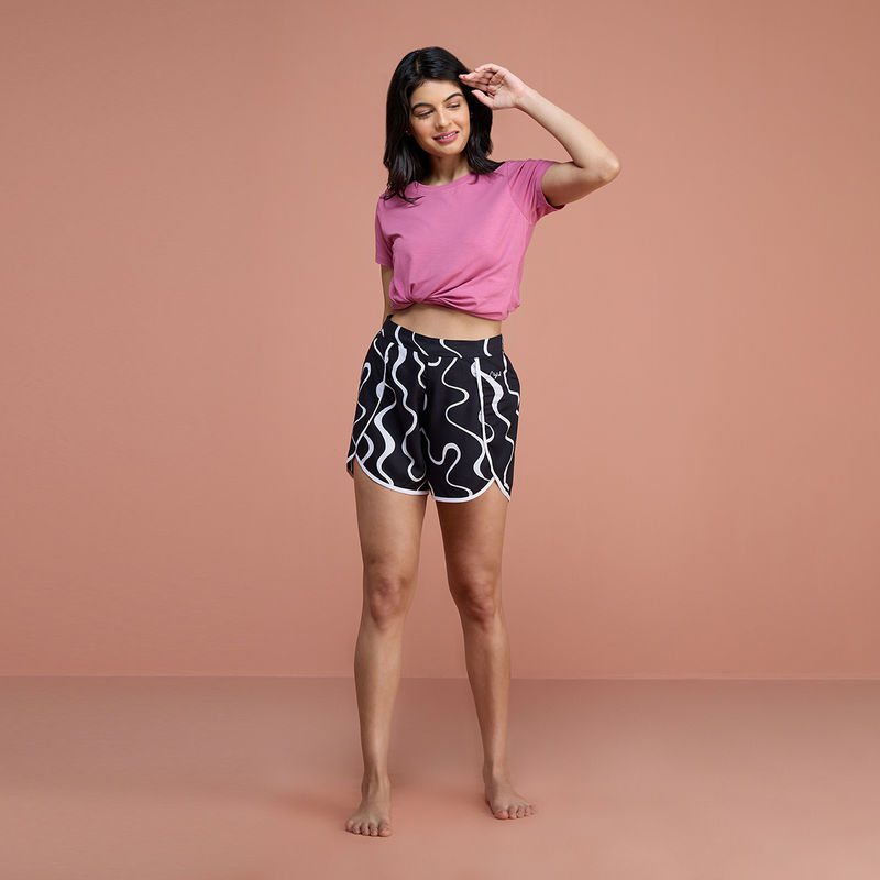 Nykd by Nykaa Sleep In Step Out Shorts - NYS135 - Swiggly Black (2XL)