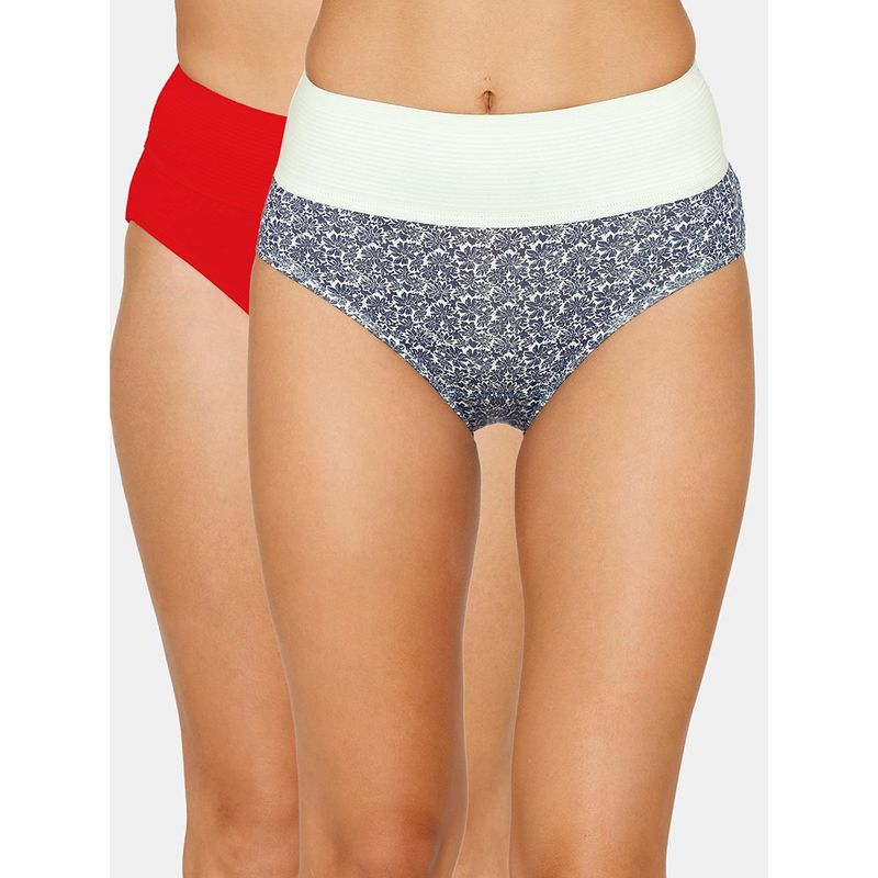 Zivame High Rise Full Coverage Tummy Tucker Hipster Panty Pack Of 2 - Assorted-Multi-Color (M)